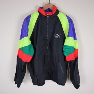 vtg Puma Performance Track Jacket 90s Neon Size 40/Large 27x26